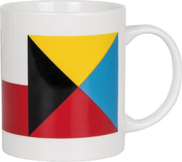 ZWART-BLAUW-GEEL-RODE NAUTISCHE VLAGGEN STREPEN EN VLAKKEN KERAMISCHE BEKER - BATELA