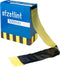 Zwart/Geel Afzetlint 75mm breed x 500mtr lang, 35my dik - Dubbelzijdig Zwart/Geel Geblokt - 1 Rol In Dispenserdoos - Waarschuwingslint - Afbakeningslint - (027.0010)