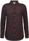 Zwarte blouse met rode sterren van viscose.