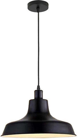 Zwarte hanglamp - Kamerlamp - Plafondlamp - Keukenlamp - Ø36 cm - Zwart - Metaal - Industrieel - Zwarte binnenzijde - E27 - 240 V - zonder lichtbron