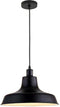 Zwarte hanglamp - Kamerlamp - Plafondlamp - Keukenlamp - Ø36 cm - Zwart - Metaal - Industrieel - Zwarte binnenzijde - E27 - 240 V - zonder lichtbron
