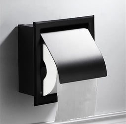 Zwarte inbouw toiletrolhouder voor in de muur