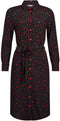 Zwarte jurk met rode sterren van viscose.