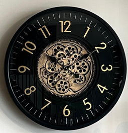 Zwarte klok - Wandklok modern - Wandklok industrieel 66 cm