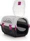 Beeztees Rhino - Reismand - Veilig vervoer voor kleine huisdieren - Grijs/Roze - 51x34,5x33 cm
