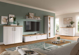 Furnilux Verona - Vitrinekast - Deels open en dichte kast - Bruin - 37x64x161cm
