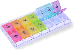 Gandria Pillendoos 7 Dagen - Medicijndoos met 14 Compartimenten - Stevige Sluiting - Multicolour