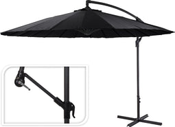 Zweefparasol 300cm voor tuin, terras of balkon - Vertikaal kantelbaar | Zwart