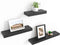 Zwevende planken, set van 3 houten wandmontageplanken voor woonkamer, slaapkamer, kinderkamer, badkamer, keuken, kantoor- Zwart