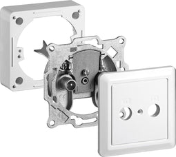 Wandcontactdoos R/TV met opbouwrand en afdekplaat (CE) / wit