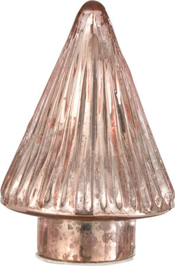 J-Line decoratie Kerstboom - glas - roze - extra small - LED lichtjes