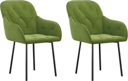 vidaXL - Eetkamerstoelen - 2 - st - fluweel - lichtgroen