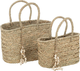 J-Line strandtas Schelpen - jute - naturel - large