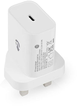 Nedis WCPD20W102WTUK - USB-C Wandlader - 20W Power Delivery - Wit