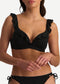 Beachlife Black Embroidery - Bikinitop met voorgevormde cups en beugel - Ruffles - Zwart