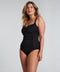 Hunkemöller Scallop - Badpak - Verstelbare schouderbandjes - Zwart - Maat 34