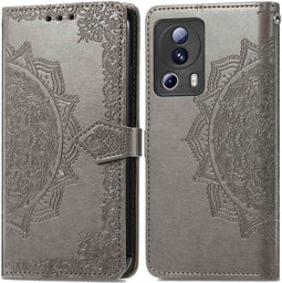 iMoshion Hoesje Geschikt voor Xiaomi 13 Lite Hoesje Met Pasjeshouder - iMoshion Mandala Bookcase - Grijs