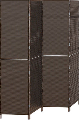 vidaXL - Kamerscherm - 4 - Panelen - Vouwbaar - Bruin - 195x180 - cm - Poly - Rattan