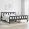 vidaXL - Bedframe - massief - hout - grijs - 140x190 - cm