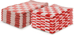 Theedoeken en Keukendoeken Set Rood - Set van 12 – Geblokt – Blokdoeken – 100% katoen – 6 Horeca Theedoeken – 65x65cm - 6 Keukendoeken - 50x50cm