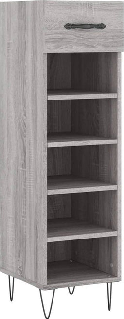 vidaXL - Schoenenkast - 30x35x105 - cm - bewerkt - hout - grijs - sonoma - eikenkleur