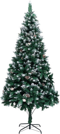 vidaXL - Kunstkerstboom - met - dennenappels - en - witte - sneeuw - 210 - cm