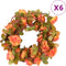 Kerstslingers met bloemen 6 st 250 cm oranje