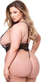 Baci - Sexy Deep V Lace Teddy Body - S/M - Zwart