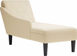 vidaXL - Chaise - longue - met - kussen - en - rechterarmleuning - stof - crèmekleurig