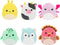 Squishmallows MicroMallows - Pluche 6,5cm - 6-pack Cailey Crab Cole Turtle Connor Cow Gavi Turkey Hasani Hedgehog Zarina Banana Slug (6 stuks)