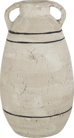 J-Line kruik Streep Terracotta - keramiek - beige/zwart - large - 40 cm hoog