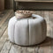 Riviera Maison Poef Beige, Kruk, Voetenbank, Rond - Falcone Stool - Linnen, hout - (ØxH) 72x41.0