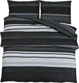 vidaXL - Dekbedovertrekset - 155x220 - cm - katoen - zwart - en - wit
