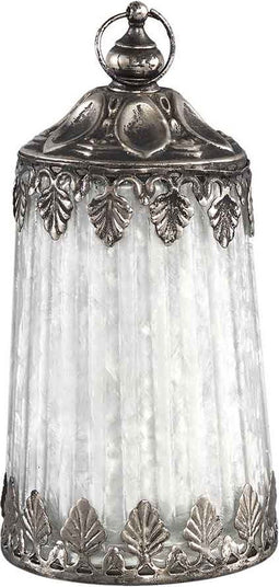 PTMD Jordy Lantaarn LED - H13,5 x Ø6,5 cm - Glas - Wit