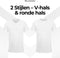 Milanoro - Extra Lange Katoenen T-shirts - Set van 4 - V-hals - Wit - XXL (4 stuks)