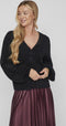 VILA VILAJULI - Oversized V-hals vest - Lange ballonmouwen - Knoopsluiting - Maat XS