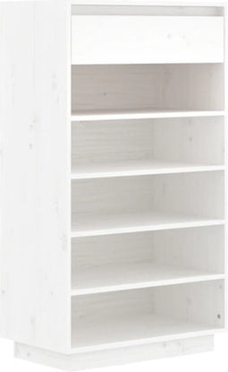 vidaXL - Schoenenkast - 60x34x105 - cm - massief - grenenhout - wit