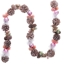 Christmas Kerstkrans Wit Roze Plastic Foam Ananas 150 Cm