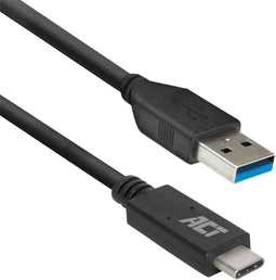 ACT AC7416 - USB 3.2 Gen1 A male - C male aansluitkabel 5Gbps 1 meter Zwart