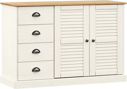 vidaXL - Dressoir - met - lades - VIGO - 113x40x75 - cm - massief - grenenhout - wit