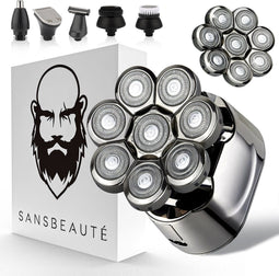 Sansbeauté® SkullSharp PRO - 6-in-1 Scheerapparaat - 8D Scheerkoppen Waterproof - Extra Scheerkop (1 stuk)