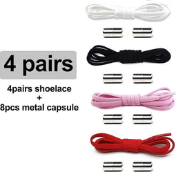 Multicolor Elastische Schoenveters met Metalen Sluiting - 4 Paar, Universele Maat