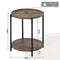 Woltu Ronde Salontafel met 2 Planken - Vintage Houtlook - MDF en Metaal - Ø 43,2 cm