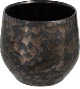 J-Line bloempot Antique Smokey - keramiek - zwart - small - Ø 13.5 cm