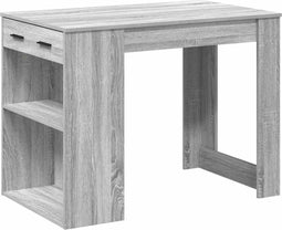 vidaXL - Bureau - met - lade&plank - 102x62x77,5 - cm - bewerkt - hout - grijs - sonoma