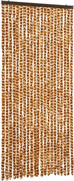 vidaXL - Vliegengordijn - 90x200 - cm - chenille - okerkleurig - en - wit