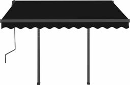 vidaXL - Luifel - handmatig - uittrekbaar - met - LED - 3,5x2,5 - m - antracietkleurig