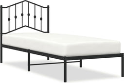 vidaXL - Bedframe - met - hoofdbord - metaal - zwart - 90x200 - cm