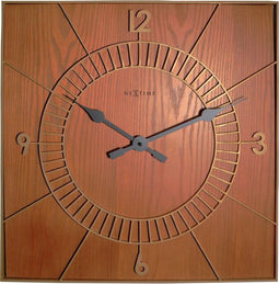 NeXtime - Wandklok - 50 cm - Hout - Bruin - 'Wood Square'