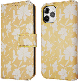 iMoshion Hoesje Geschikt voor iPhone 12 Pro / 12 Hoesje Met Pasjeshouder - iMoshion Design Bookcase smartphone - Geel / Yellow Flowers